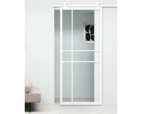 Schuifdeur met metalen frame en roedeverdeling