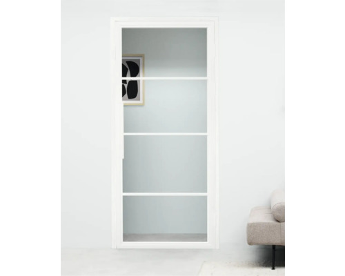 PERTURA Stalen binnendeur industrieel 2701 rechts wit 83,3x201,5 helder glas Witte binnendeur met glazen panelen in een modern design