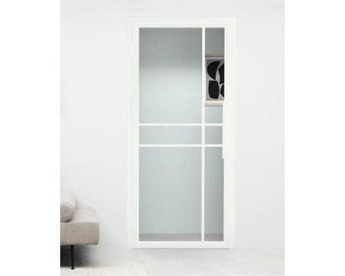 PERTURA Stalen binnendeur industrieel 2760 links wit 83,3x201,5 cm helder glas Binnendeur met glazen inzet en roedekader