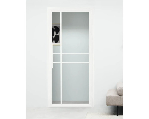 PERTURA Stalen binnendeur industrieel 2760 rechts wit 83,3x201,5 cm helder glas Witte openslaande deur met glazen paneel