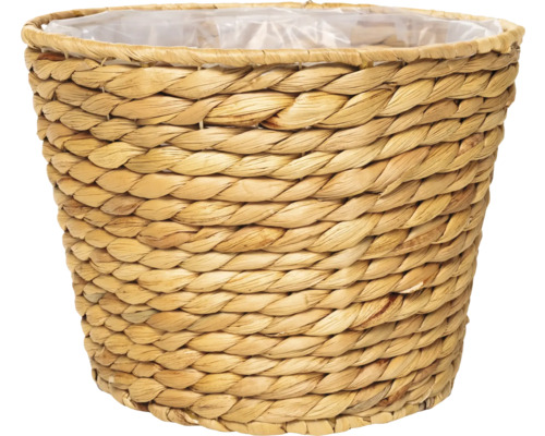 Plantenmand natuurlijke vezel bruin Ø 23 cm H 18 cm Gevlochten plantenpot van waterhyacint