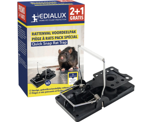 EDIALUX Rattenval Quicksnap Rat Trap promo 2+1 st Edialux Rattenval in voordeelverpakking met drie stuks en verpakking