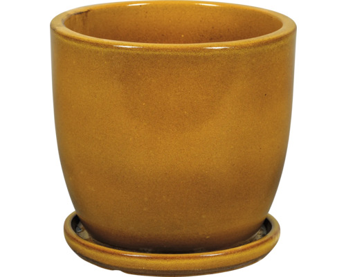 Keramische bloempot met schotel