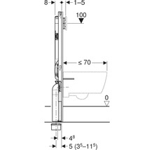 Technische tekening van een sanitair systeem met afmetingen