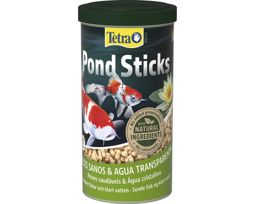 Tetra Pond Sticks vijvervoer in verpakking met Koi karpers
