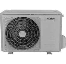 Eurom Logo op een buitenunit van een airconditioner.