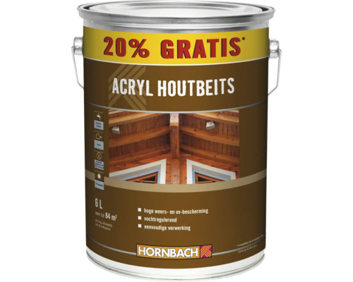 HORNBACH Acryl houtbeits grenenoptiek 6 l Acryl houtbeits in metalen emmer met 20 procent gratis inhoud van Hornbach