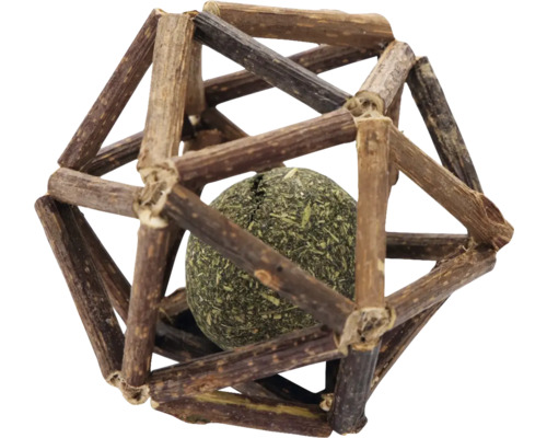 Kattenspeelgoedbal van hout met kattenkruid
