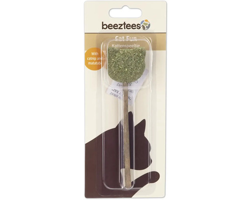 Kattenspeelgoed aan een stokje met kattenkruid van Beeztees in verpakking