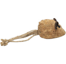 Speelgoedmuis van kurk met een touwstaart