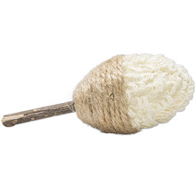 Reinigingsborstel met houten steel en touw