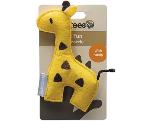 Beige kattenspeelgoed giraffe met kattenkruid