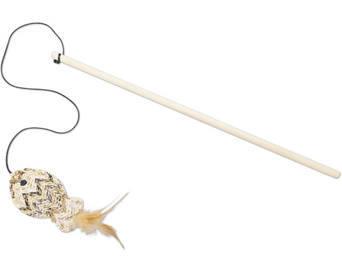 Kathenhengel met visvormig speelgoed en veren