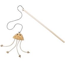 Katzenangel met kurken hanger en houten stok