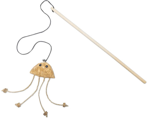 Katzenangel met kurken hanger en houten stok