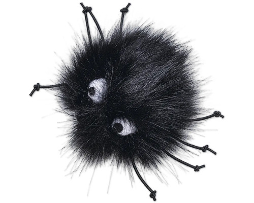 Zwart harig speeltje met ogen en koorden