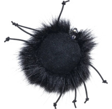 Zwart kattenspeelgoed met bont en belletje