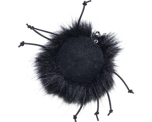 Zwart kattenspeelgoed met bont en belletje