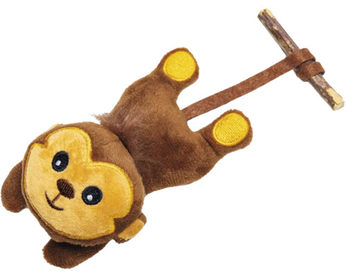 Knuffel aap met houten stok