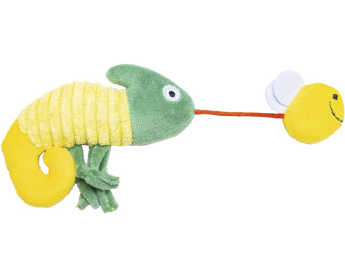 Knuffel kameleon met vlieg voor huisdieren