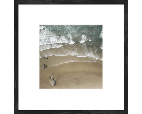 THE WALL Fotolijst hout Lucca slim zwart 40x40 cm Ingelijste afbeelding van een luchtfoto van een strand