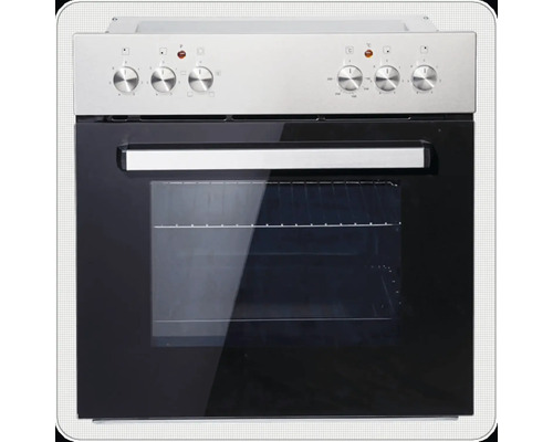 Elektrisch fornuis met bedieningsknoppen en glazen deur