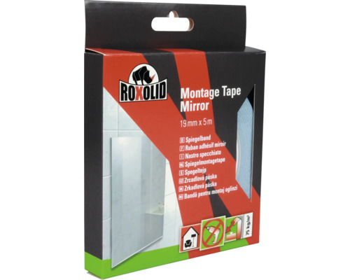 ROXOLID Spiegelmontagetape 5 m x 19 mm Roxolid Montagetape Spiegel 19 mm x 5 m verpakking