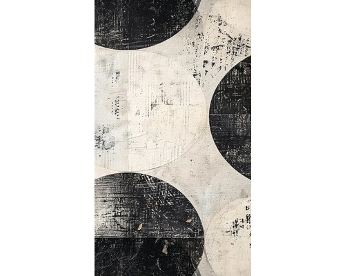 Abstract schilderij met cirkelpatroon in zwart en wit