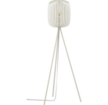Staande lamp met houten lattenkap en statiefvoet
