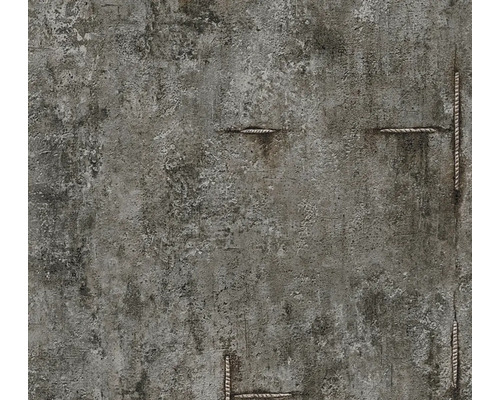 Behang in betonlook met zichtbare wapening