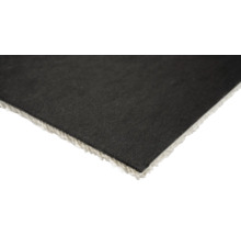 Detailopname van een zwarte tapijttegel met een lichte rand