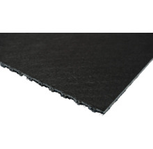 Close-up van een zwarte bouwplaatsbeschermingsmat.