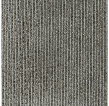 Detailweergave van een grijze tapijtvloer met streepmotief