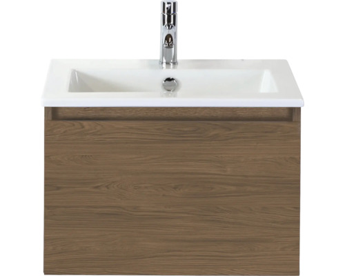 SANOX Badkamermeubelset Frozen honey 60 cm met één lade incl. keramische wastafel met één kraangat Wastafelonderkast met wastafel en kraan