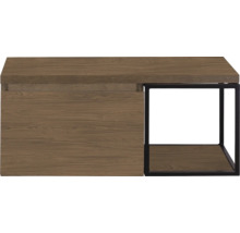 Houten console met zwart metalen frame