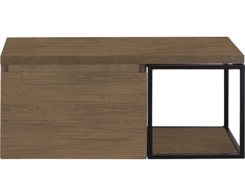 Houten console met zwart metalen frame