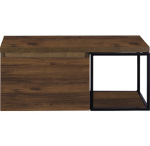 Houten kast met zwart metalen frame