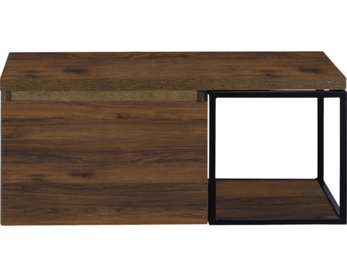 Houten kast met zwart metalen frame