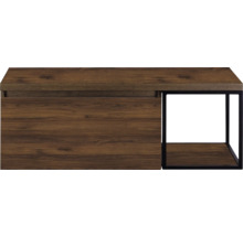 Houten kast met metalen frame