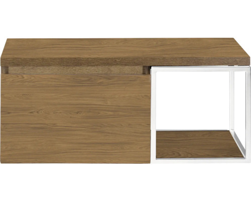 Houten kast met metalen frame