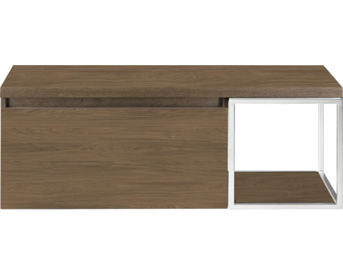 SANOX Badkamermeubelset voor waskom Frozen honey 120 cm (80/40) met één lade incl. bovenblad honey Houten kast met metalen frame