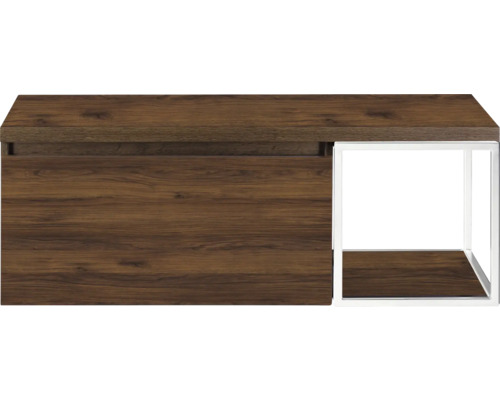 SANOX Badkamermeubelset voor waskom Frozen walnoot 120 cm (80/40) met één lade incl. bovenblad walnoot Wastafelonderkast met lade en opbergvak