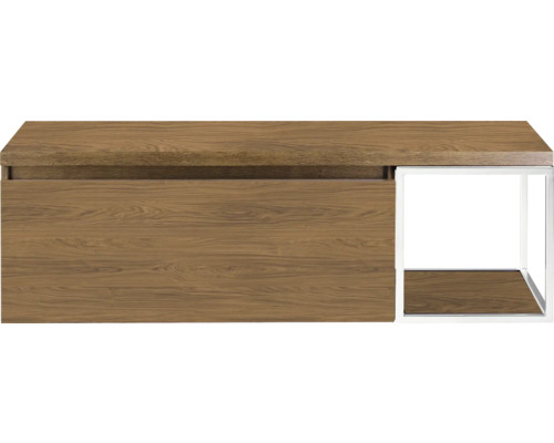 Houten kast met metalen frame