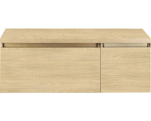 SANOX Badkamermeubelset voor waskom Frozen casella oak 120 cm (80/40) met twee lades incl. bovenblad casella oak Houten kast met lades