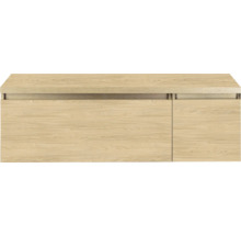 Houtkleurige wastafelonderkast met een lade en een deur