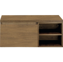 Houten kast met schuifdeur en open planken