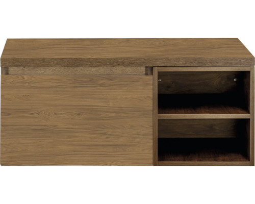 Houten kast met schuifdeur en open planken