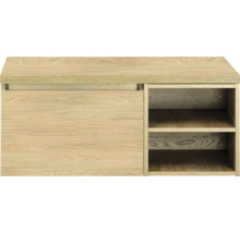 Houten kast met schuifdeur en open planken