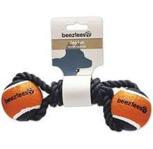 Hondenspeelgoed met twee tennisballen en een touw