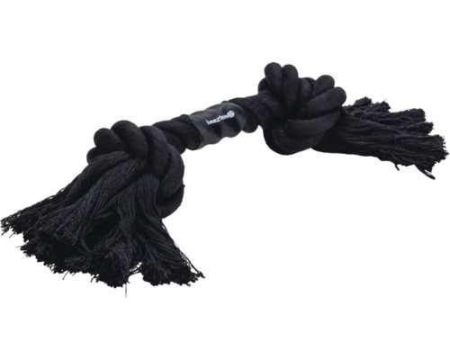 Zwart katoenen touw hondenspeelgoed met knopen en franjes